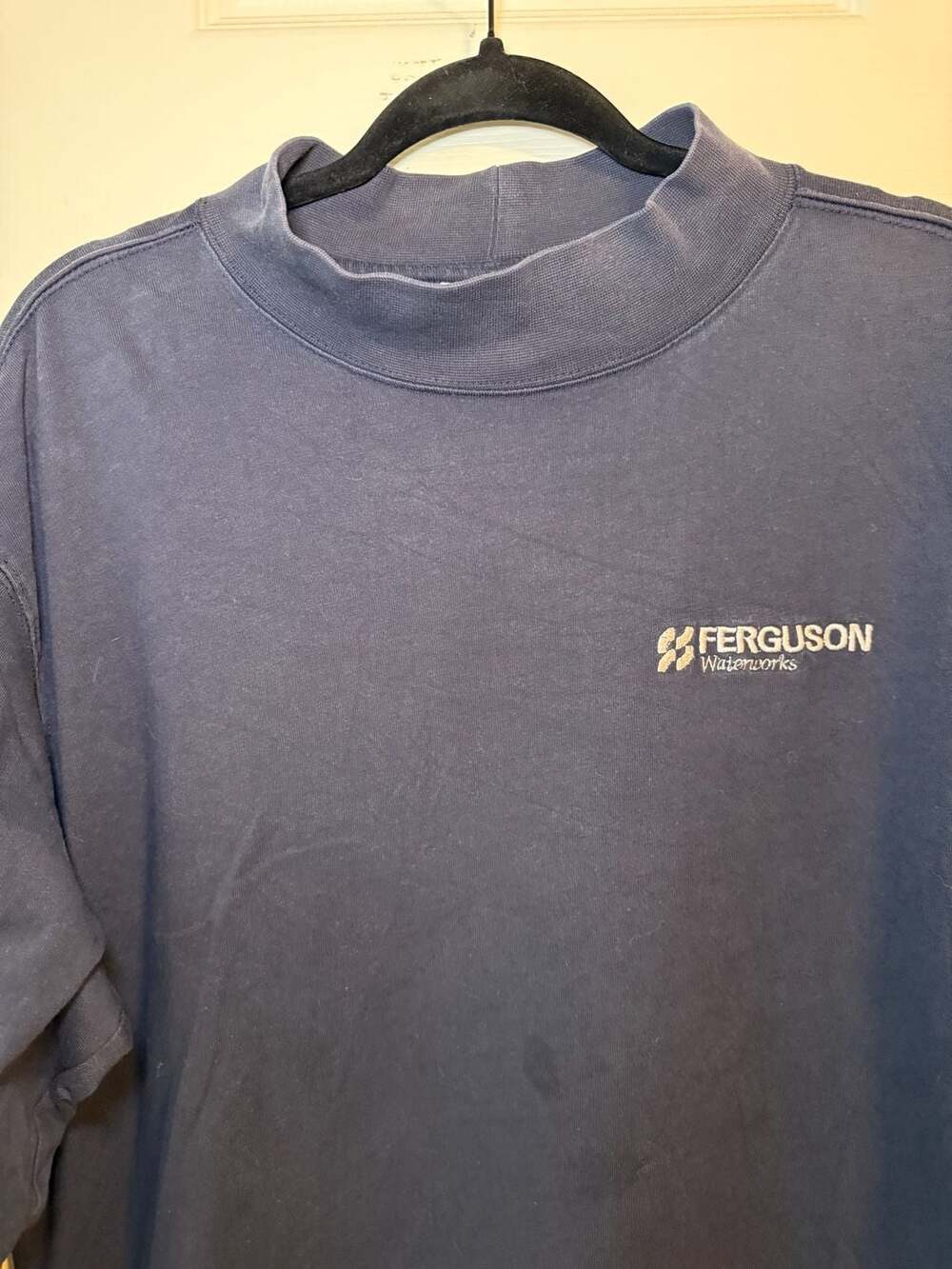 Carhartt Mock Neck Long Sleeve Shirt Size XL Blue Ferguson Logo